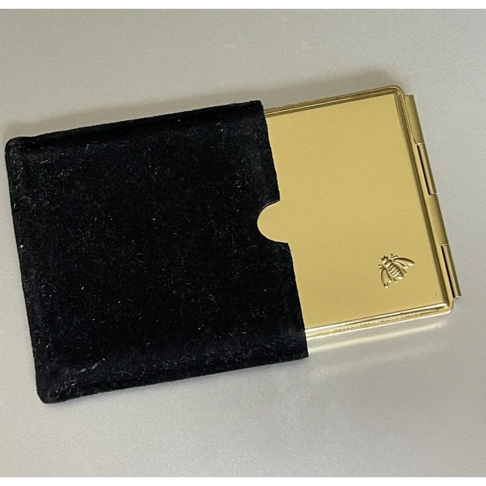 Joan Rivers Goldtone Bee Purse Travel Mirror Compact w/‎ Black Velvet Case 3
